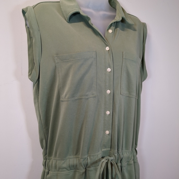 Lou & Grey Women's Olive Green Sleeveless Shorts Romper, Size M - Picture 2 of 9